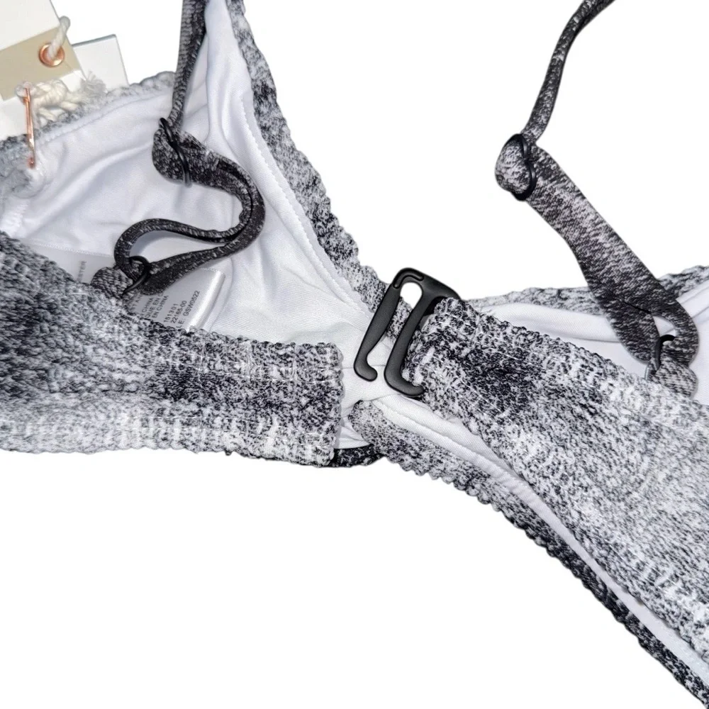 NWT Good American Always Fits Twist Bikini Top Gray Tie Dye Size 0 / XS GSW0522